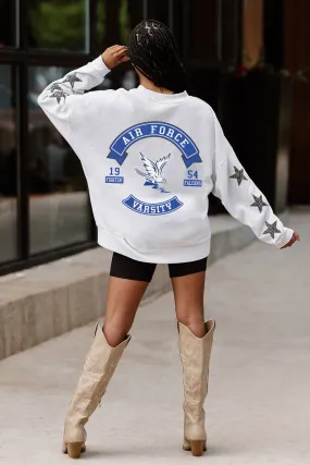 AIR FORCE FALCONS READY FOR IT EMBELLISHED STAR SLEEVE CREWNECK PULLOVER