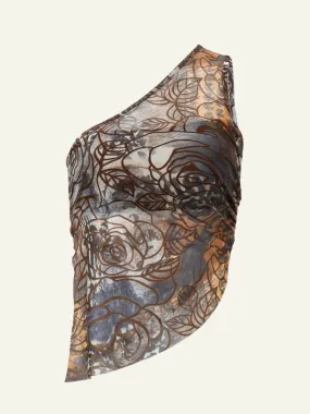 Asymmetrical One-Shoulder Floral Top