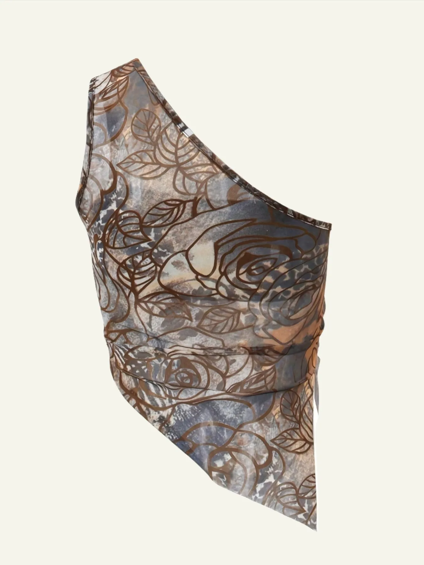 Asymmetrical One-Shoulder Floral Top
