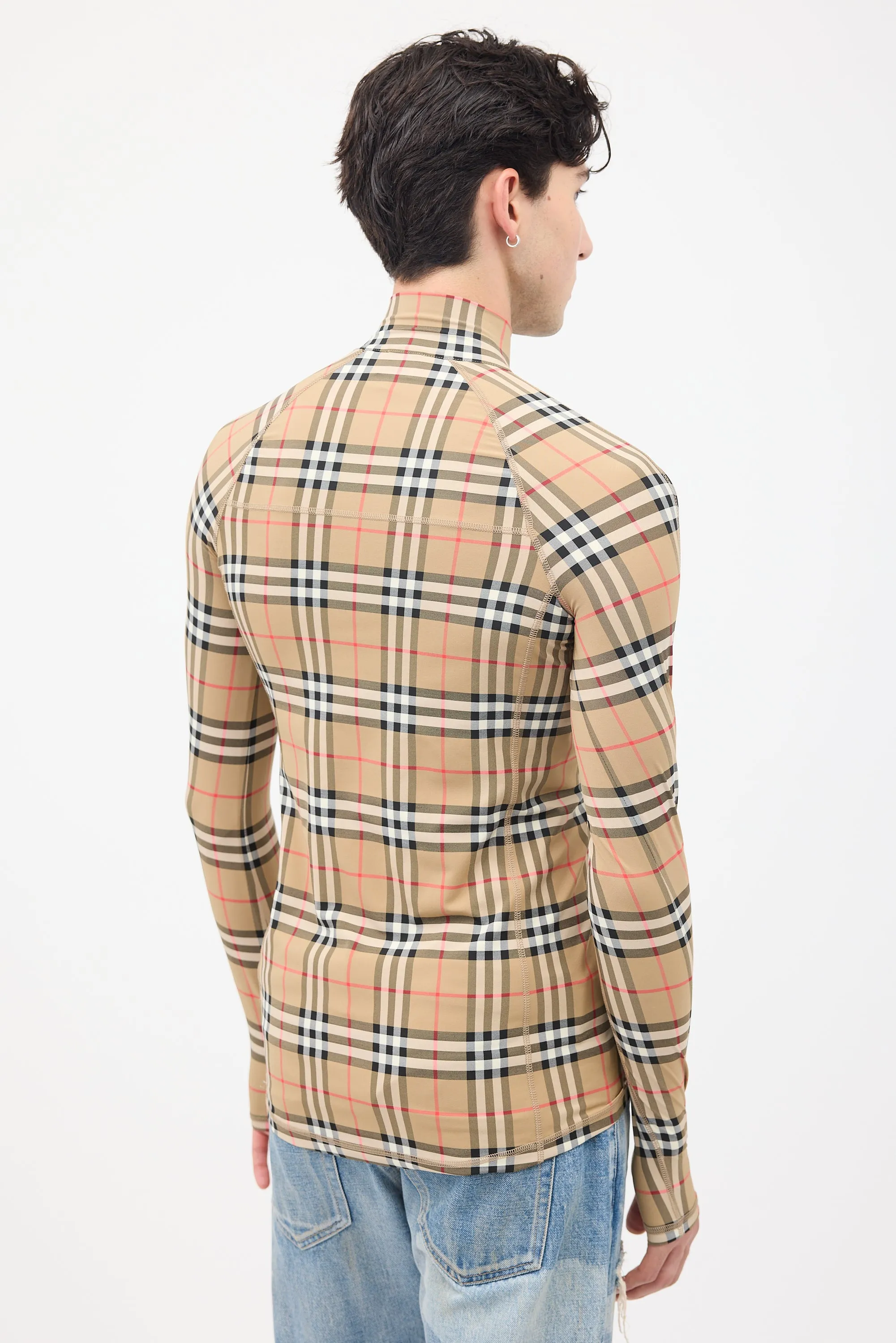 Brown & Multi Nova Check Half Zip Top