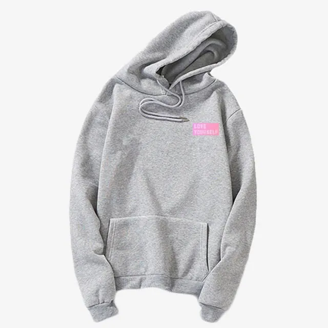 Love Yourself  kpop hoodies Enjoy loving your own kpop ladies hoodie! Bangtan boy with hat sweatshirt Love Yourself Sweatshirt,
